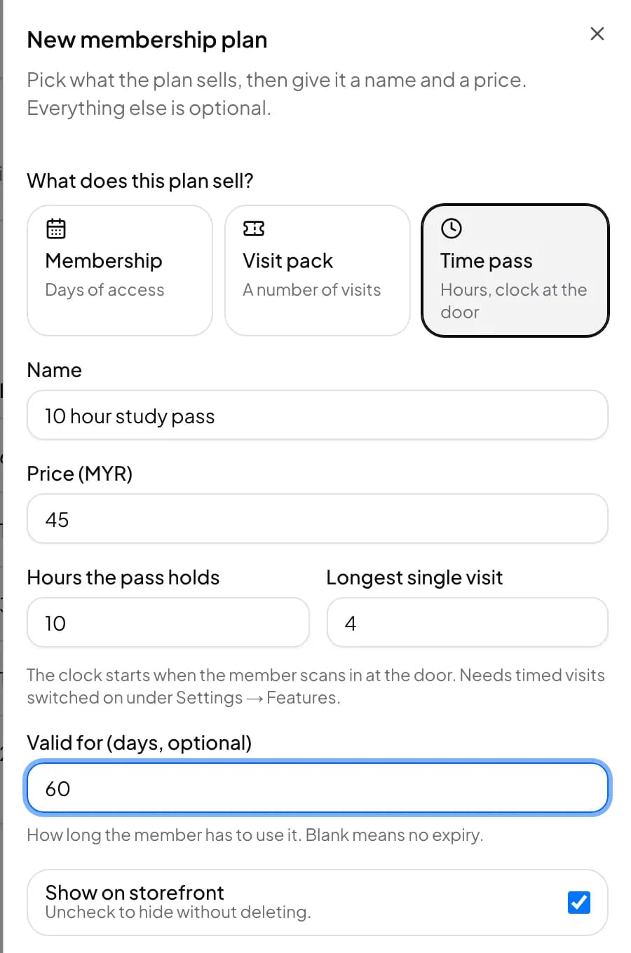 Creating a 10 hour study pass with a 4 hour visit limit
